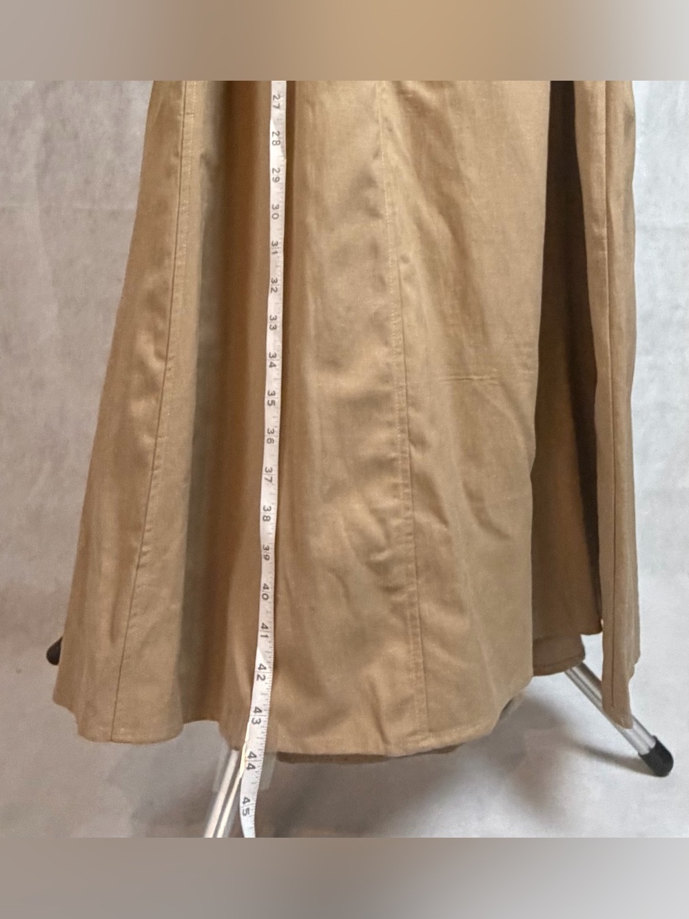 Senllen linen maxi dress Camel brown tan  Black Trim adjustable Size Small NWT - Picture 9 of 15